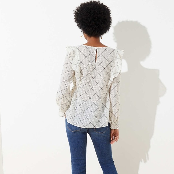 Loft Plaid Ruffle Blouse - Picture 2 of 3